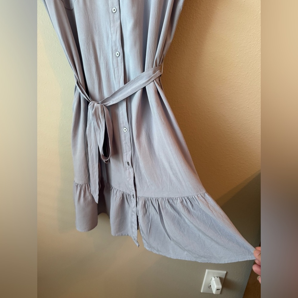 LOFT Light Gray Button-Up Mini Dress - Picture 8 of 10